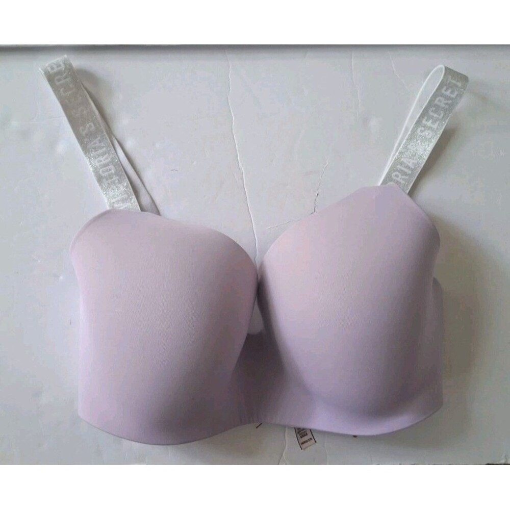 Victoria's Secret Wireless Lightly Lined Bra Size 34DDD Lavender Purple Logo